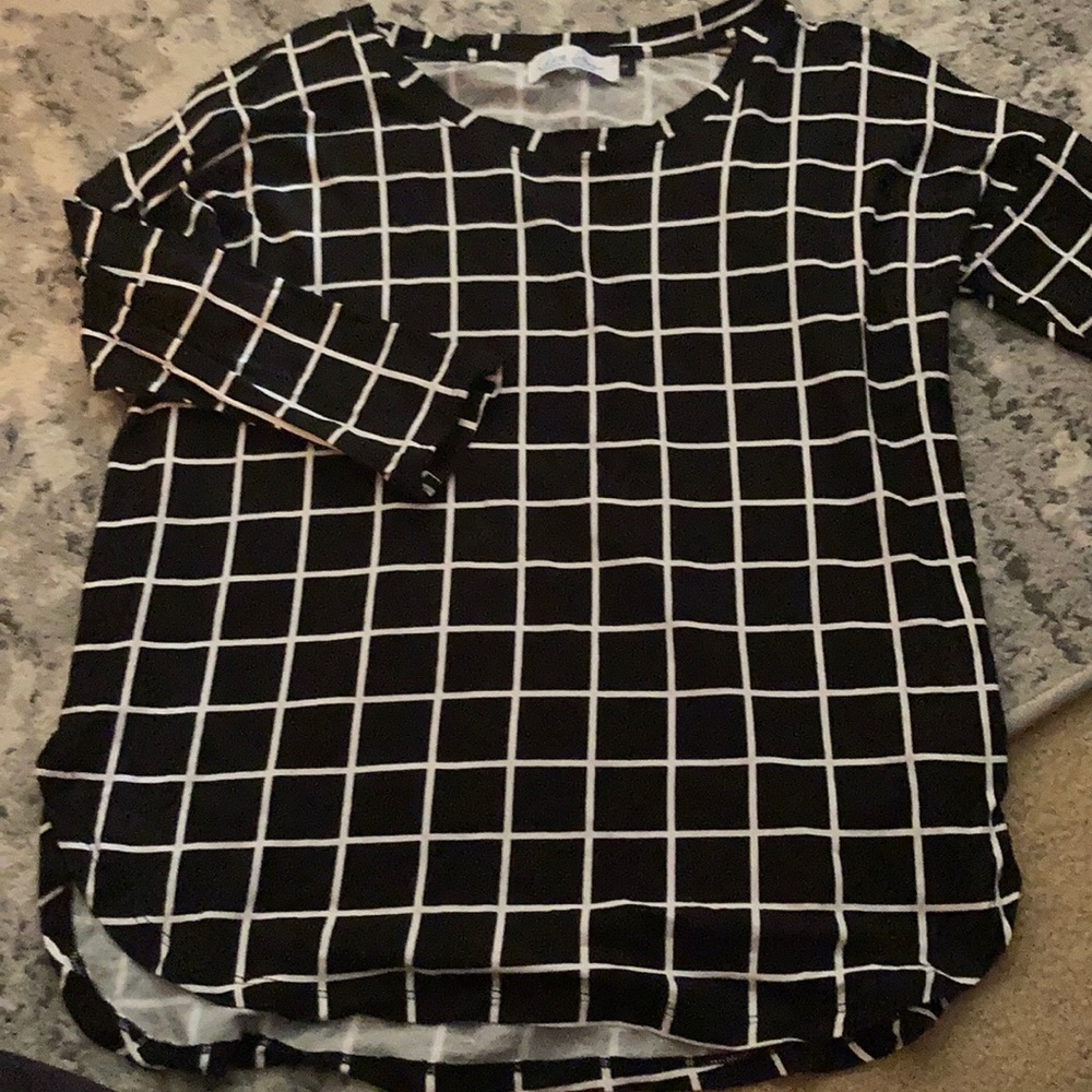 Ava Sky block print 3/4 sleeve S